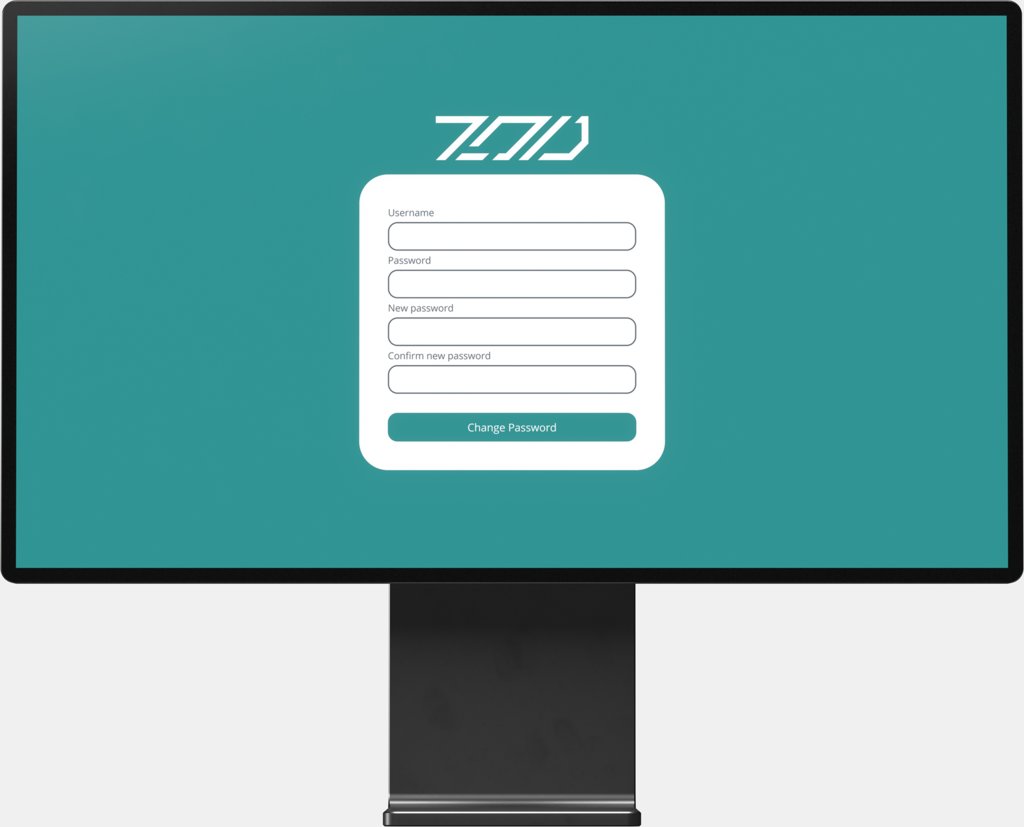 Node Password Reset showing the password change interface displayed on a desktop monitor