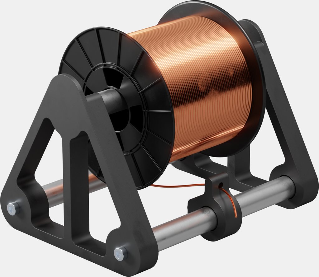 Spool holder with a spool of copper wire