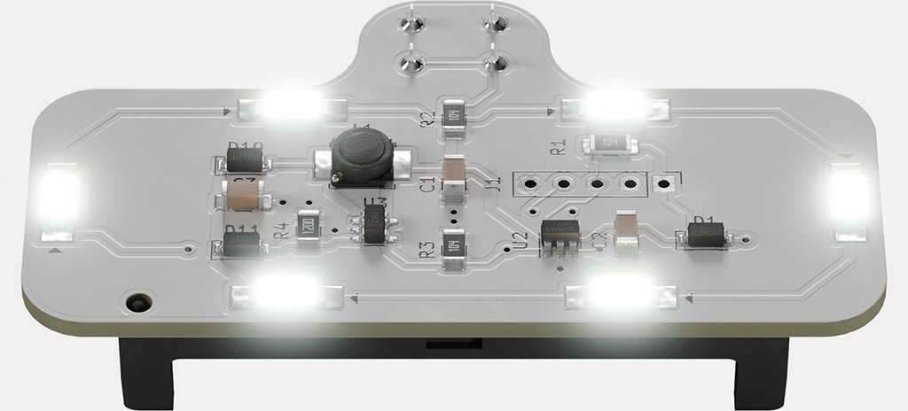 Toy Light facing up showing the top of the circuit board